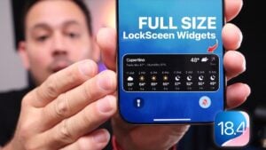 Full-size lock screen widgets setup on iPhone with iOS 18.4