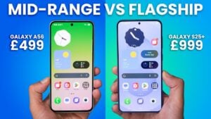 Comparison of Samsung Galaxy A56 and Galaxy S25 smartphones
