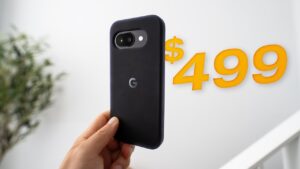 Google Pixel 9a showcasing its 48 MP camera and ultrawide lens