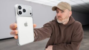 iPhone 17 Pro Max showcasing its bold two-tone design and aluminum frame