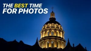 A stunning cityscape captured during the blue hour using an iPhone
