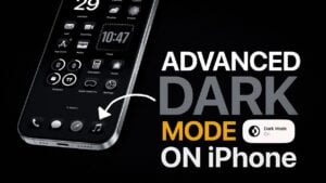 Minimalistic iPhone home screen in dark mode with dock removed