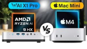 Comparison of Minis Forum X1 AI and Mac Mini M4 in performance and features