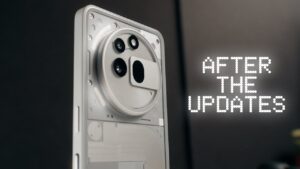 Transparent back design of the Nothing Phone 3a Pro showcasing internal components