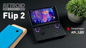 Retroid Pocket Flip 2 with sleek clamshell design for portable gaming