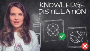 Illustration of AI knowledge distillation process for smaller models