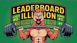 Illustration of flawed AI leaderboard rankings and their impact on innovation