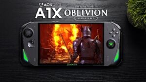 AOKZOE A1X handheld console showcasing its gaming performance