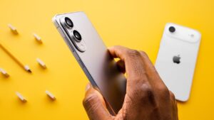 Ultra-thin Galaxy S25 Edge smartphone showcasing sleek design