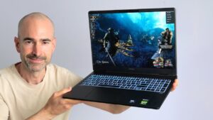 HP Omen Max 16 (2025) gaming laptop with sleek design and RGB lighting