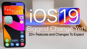 iOS 19 interface showcasing sleek translucent design and floating tab bars