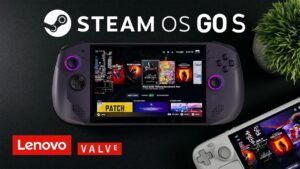 Lenovo Legion Go S handheld gaming console running SteamOS