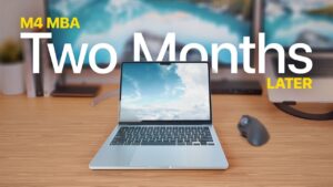 M4 MacBook Air in Sky Blue showcasing its sleek design updates
