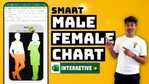 Male vs. female comparison chart designed with custom silhouettes in Excel