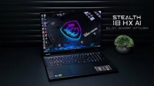 MSI Stealth 18 HX AI laptop showcasing its sleek design