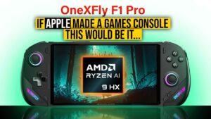 OneXFly F1 Pro handheld gaming console with sleek ergonomic design