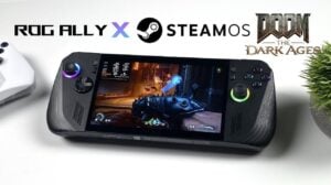 ROG Ally X running Doom: The Dark Ages with SteamOS 3.8