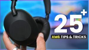 Sony WH1000XM6 headphones with features highlighted for optimal performance