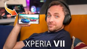 Sony Xperia 1 VII smartphone showcasing its minimalist design and textured back panel