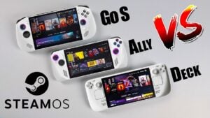 Steam Deck OLED, Legion Go S, and ROG Ally handheld gaming consoles compared