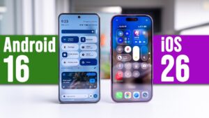 Android 16 vs iOS 26 comparison highlighting design and functionality differences