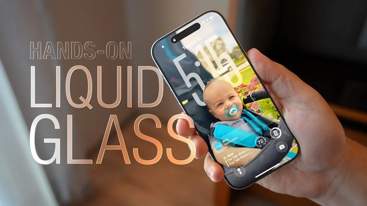 Apple’s Liquid Glass interface with dynamic motion and fluid animations