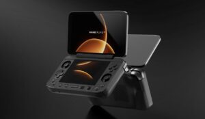 Close-up of the AYANEO FLIP 1S DS powered by AMD Ryzen AI processor