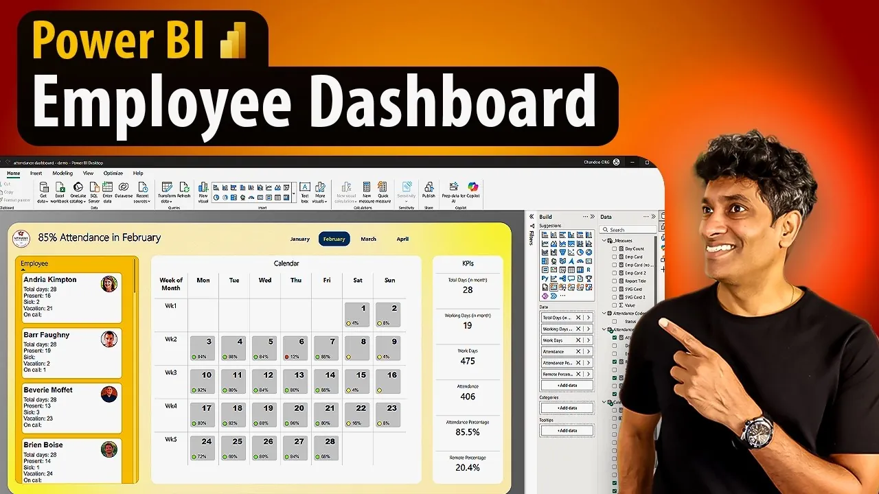 Dynamic attendance tracking dashboard using advanced DAX formulas