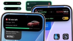 Dynamic Island feature on iPhone 14 Pro showcasing multitasking capabilities