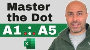 Excel spreadsheet showcasing the dot operator in action