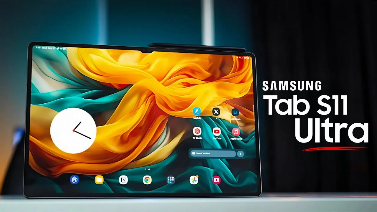 Premium display of the Galaxy Tab S11 Ultra showcasing ultra-thin bezels