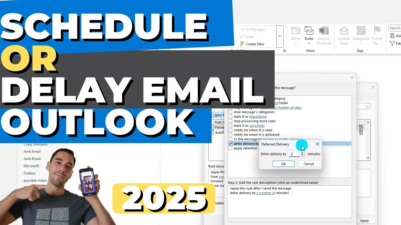 Step-by-step instructions for delaying emails in Outlook