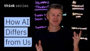 A visual comparison of human thinking and AI processing methods