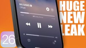 iOS 26 lock screen with full-screen animated album artwork and music controls