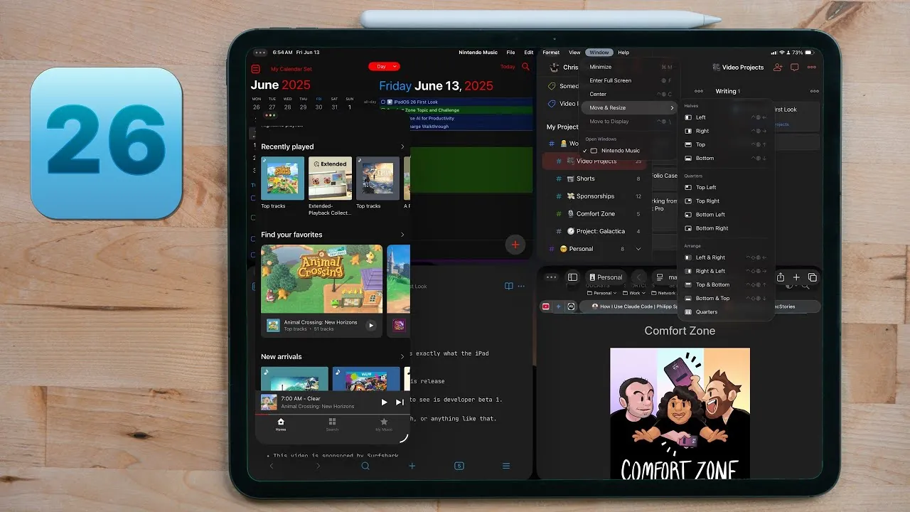 Customizable home screen and lock screen options in iPadOS 26