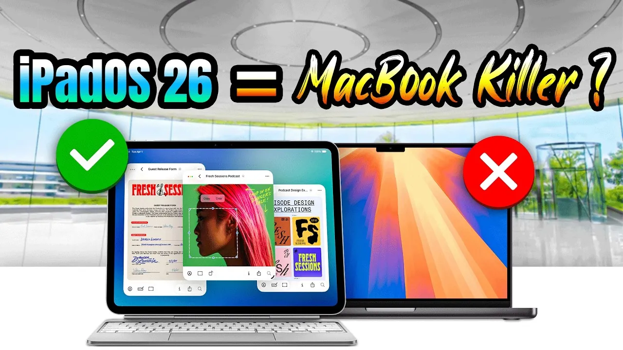 Comparison of iPadOS 26 and MacBook for professional workflows.
