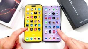iPhone 16 Pro Max and Galaxy S25 Edge side-by-side comparison of features
