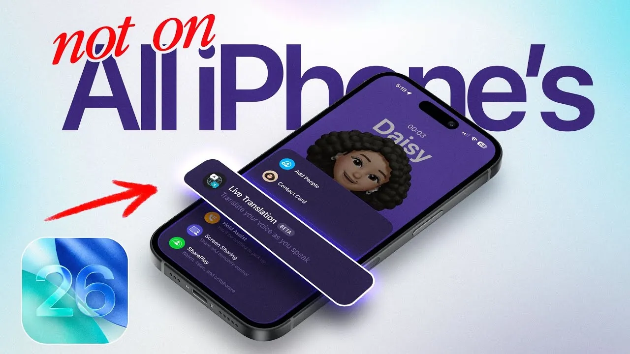 Comparison of iPhone models and their compatibility with iOS 26 features