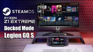 Legion Go S in docked mode showcasing enhanced gaming performance