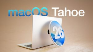 macOS Tahoe Liquid Glass design showcasing transparency and frosted elements