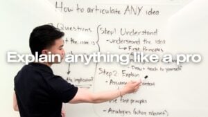 Person explaining a complex idea to a group with clarity and confidence