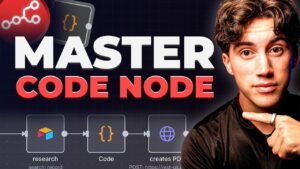 n8n Code Node interface for creating custom automation workflows