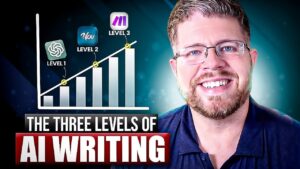 A visual representation of the three levels of AI writing for writers