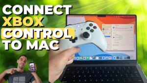 Xbox controller paired with a Mac for gaming setup