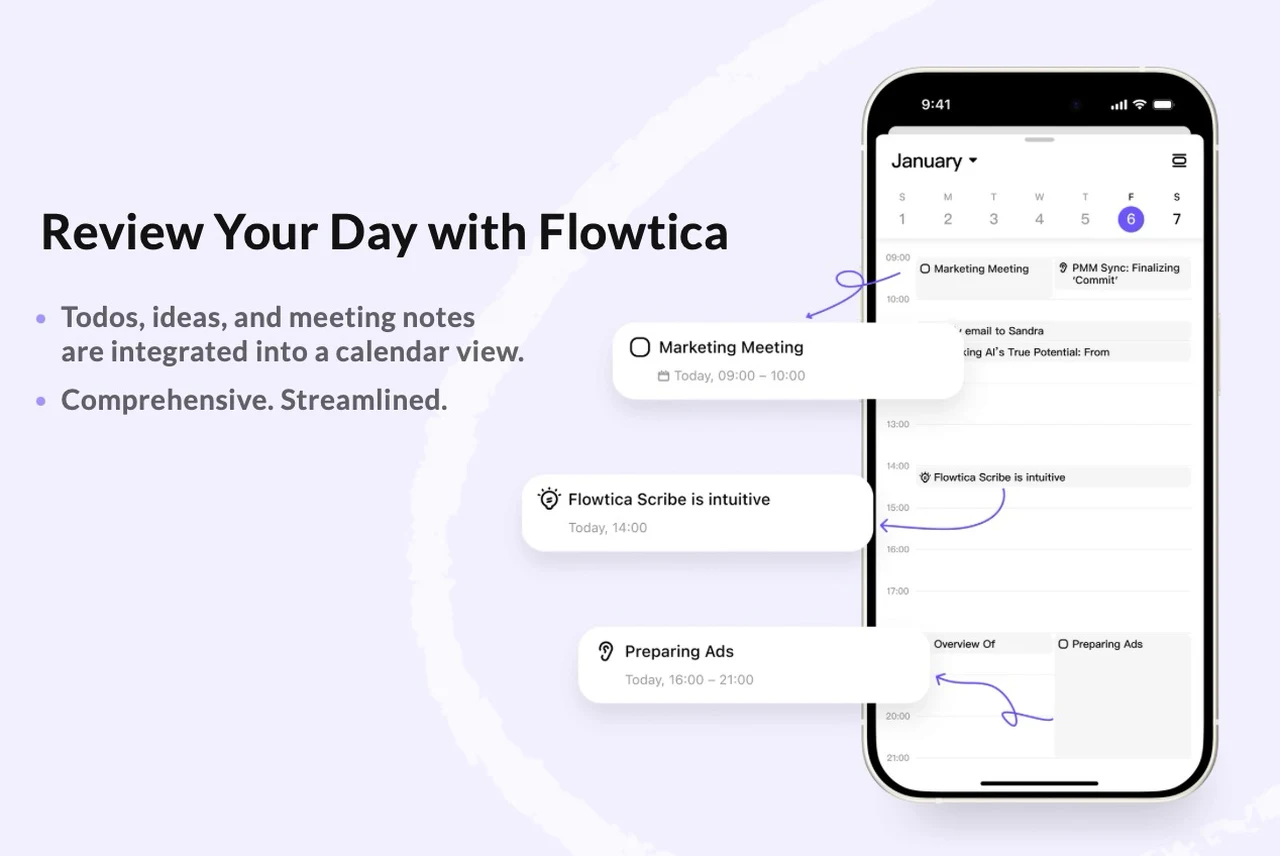 Flowtica Scribe AI Pen calendar view