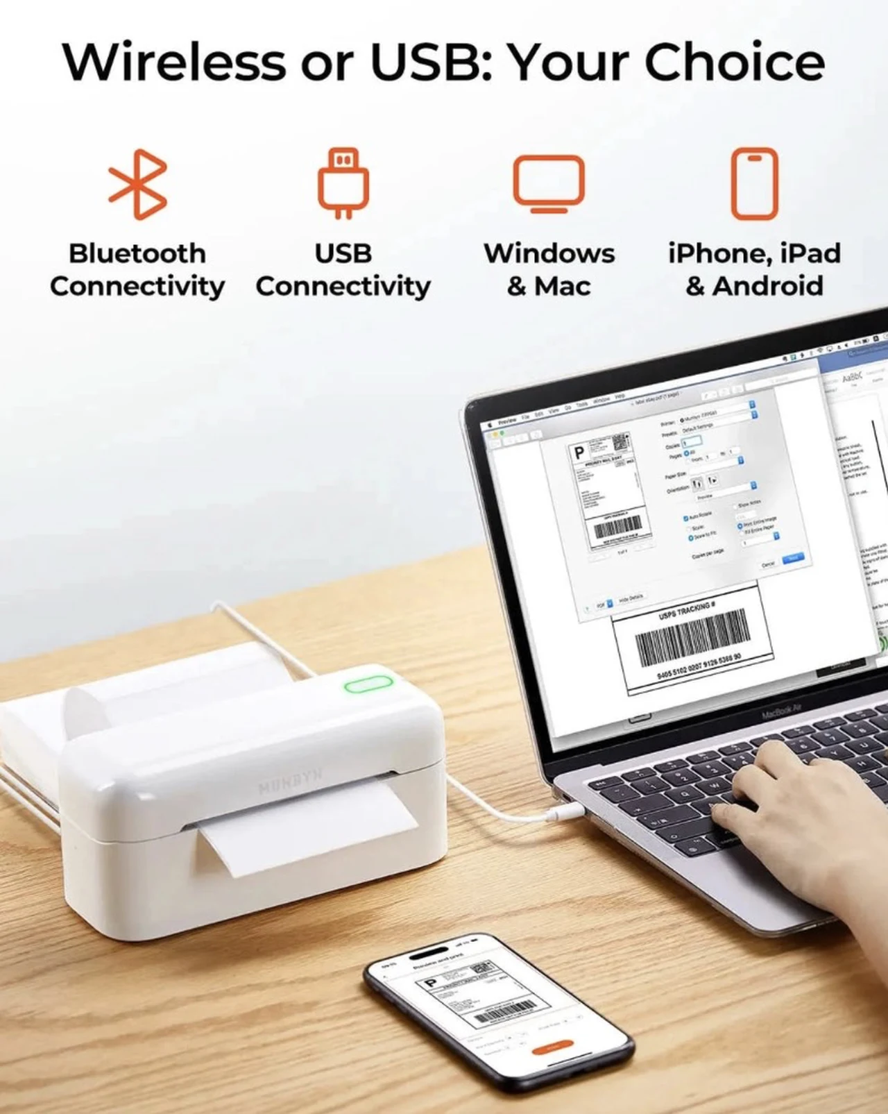 MUNBYN RealWriter 402B Compact Thermal Label Printer