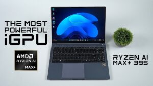 AIM MAX Plus laptop showcasing high-performance specs and sleek design