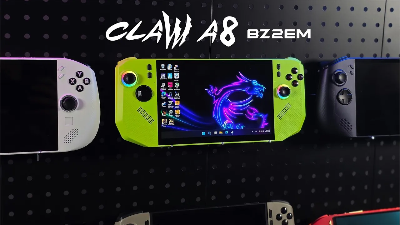 Close-up of the MSI Claw A8’s 120Hz IPS display for gaming