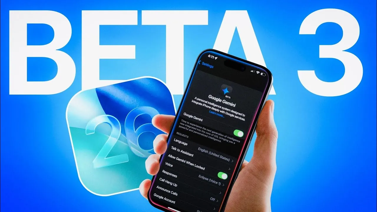 Apple iOS 26 Beta 3 showcasing advanced AI integration