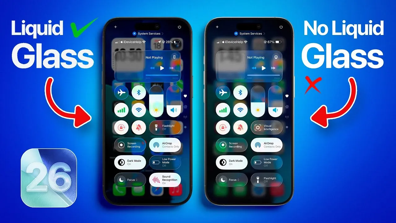 Apple's Control Center with Liquid Glass updates in iOS 26